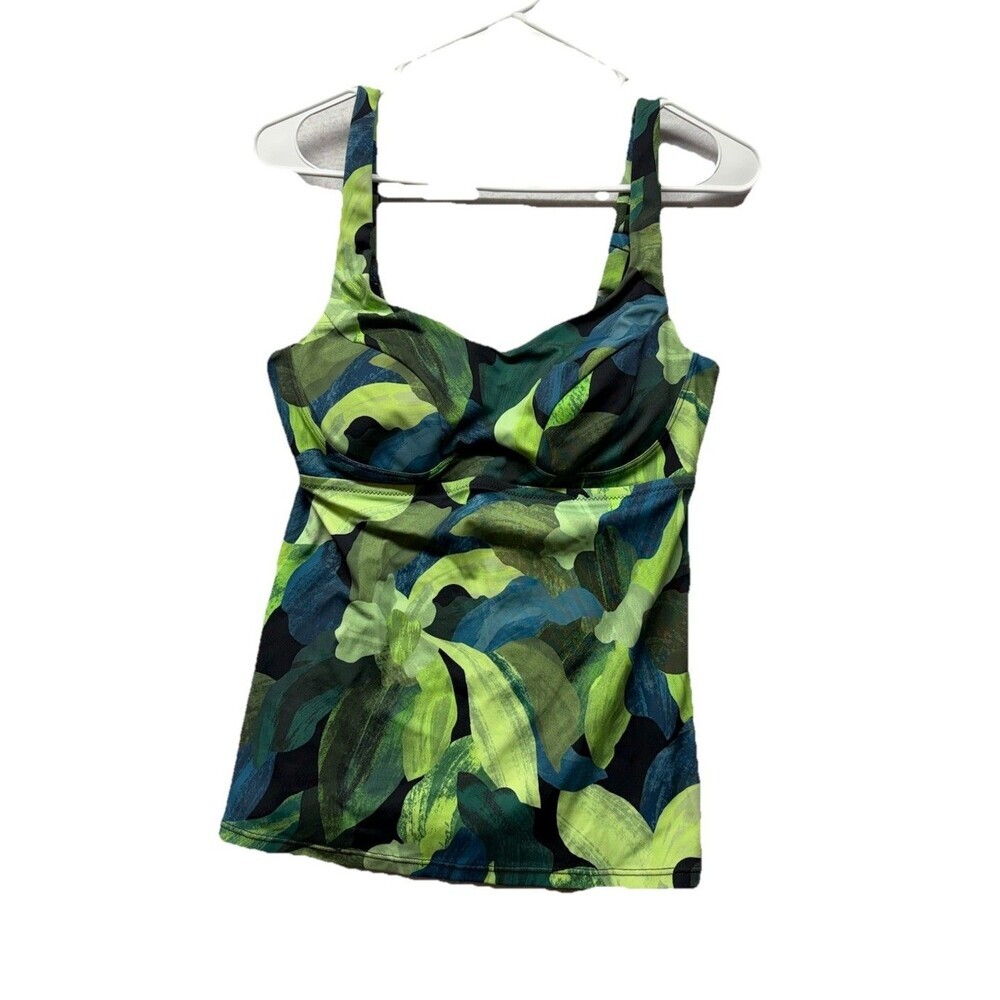 Athleta 36B 36C Bondi Bra Cup Tankini Tropical Power of She Green Built In Bra